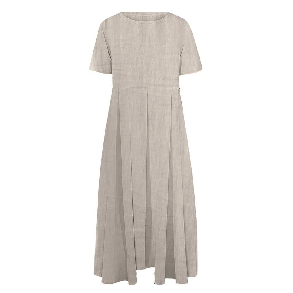 美品　maxi linen dress chieko+ Biziza Women's Casual Straight Cut Linen Maxi Dress Women'S